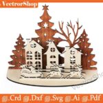 Decoración Navideña para Corte Láser | Vectores CNC para Ventanas y Árboles de Navidad