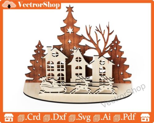 Decoración Navideña para Corte Láser | Vectores CNC para Ventanas y Árboles de Navidad