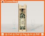 Caja de vino de corte láser - Archivos DXF, SVG, AI, PDF para decoración y almacenamiento