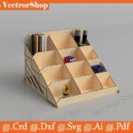 Organizador de escritorio escalonado para corte láser - archivos SVG CNC ideales para estudiantes