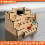 Organizador escalonado de escritorio para corte láser - Plantilla SVG, AI, PDF, DXF y DWG para estudiantes