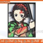 Mesa Multicapa Tanjiro - Decoración de Pared Anime para Corte Láser SVG DXF para Otakus
