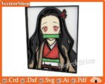 Plantilla Nezuko Vector para Corte Láser CNC | Decoración de Pared Anime Multicapa