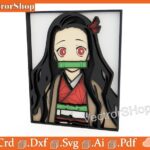 Plantilla Nezuko Vector para Corte Láser CNC | Decoración de Pared Anime Multicapa