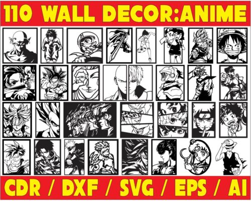 Pack de Vectores para Corte Láser: 110 Cuadros de Anime para CNC y Decoración 3D