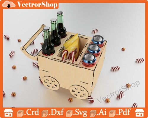 Carrito Batanero para Cervezas y Dulces - Archivos Digitales Corte Láser SVG, AI, DXF, PDF