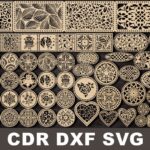 Patrones SVG de fondo para corte láser: plantillas de cesta de ganchillo y mandala descarga instantánea