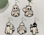 Pendientes de Fantasmas en SVG para Corte Láser - Joyería Espeluznante de Madera - Imagen 6