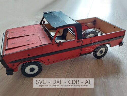 Auto Ford F100 - Kit de modelo de coche cortado con láser, plantilla DXF y CDR