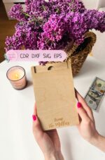 Sobre de regalo para dinero para bodas - Archivos SVG, DXF, CDR, EPS, Planos Vectoriales, Descarga Instantánea - Imagen 5