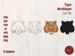 Archivo Digital de Corte Láser 3D de Cabeza de Tigre Multicapa - Plantilla Mandala en DXF y SVG - Imagen 2