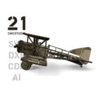 Diseño de archivo cortado por láser de avión biplano 3D - DXF, SVG, AI y CDR para madera - Imagen 2