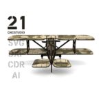 Diseño de archivo cortado por láser de avión biplano 3D - DXF, SVG, AI y CDR para madera - Imagen 3