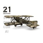 Diseño de archivo cortado por láser de avión biplano 3D - DXF, SVG, AI y CDR para madera - Imagen 4