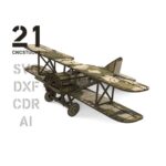 Diseño de archivo cortado por láser de avión biplano 3D - DXF, SVG, AI y CDR para madera