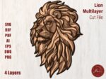 Plantilla 3D de corte láser de león multicapa para madera contrachapada CNC DXF y SVG - Imagen 2