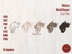 Plantilla de corte láser 3D Rinoceronte en capas para CNC - Archivos DXF, DWG y SVG para madera contrachapada - Imagen 2