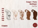 Plantilla de corte láser 3D en capas de puma - Archivos DXF, DWG y SVG para madera contrachapada - Imagen 2