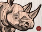 Plantilla de corte láser 3D Rinoceronte en capas para CNC - Archivos DXF, DWG y SVG para madera contrachapada - Imagen 6