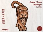 Plantilla de corte láser 3D en capas de puma - Archivos DXF, DWG y SVG para madera contrachapada - Imagen 8
