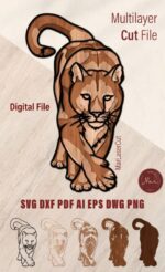 Plantilla de corte láser 3D en capas de puma - Archivos DXF, DWG y SVG para madera contrachapada - Imagen 7