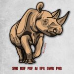 Plantilla de corte láser 3D Rinoceronte en capas para CNC - Archivos DXF, DWG y SVG para madera contrachapada