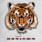 Archivo Digital de Corte Láser 3D de Cabeza de Tigre Multicapa - Plantilla Mandala en DXF y SVG