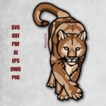Plantilla de corte láser 3D en capas de puma - Archivos DXF, DWG y SVG para madera contrachapada