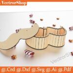 Caja de Bigote Corte Láser - Regalo Original para Hombre | Archivos DXF, AI, PDF, SVG para 3 mm