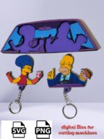Porta llaves Homero y Marge diseño digital para corte láser personalizado y creativo