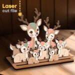 Estatuilla de ciervos SVG para corte láser - Árbol genealógico personalizado y descarga instantánea