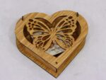 Caja de madera en forma de corazón con mariposa para corte láser - Archivos DXF y CNC Multicapa - Imagen 8