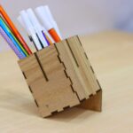 Portalápices moderno cortado con láser 3 mm | Diseño digital Glowforge - Descarga instantánea DXF SVG AI PDF