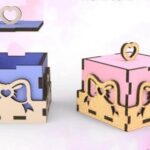 Caja de Regalo para Corte Láser - Plantillas DXF, AI, PDF para Anillos y Aretes, Arte Digital 3mm