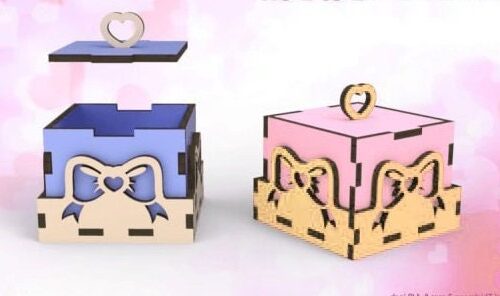 Caja de Regalo para Corte Láser - Plantillas DXF, AI, PDF para Anillos y Aretes, Arte Digital 3mm