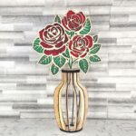 Jarrón de Madera con Rosas - Diseño Digital para Corte Láser CNC, Archivos DXF y Glowforge