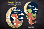 Paquete SVG Dinosaurio para Nombre de Bebé - Archivo Cortado por Láser para Glowforge, Descarga Instantánea - Imagen 3
