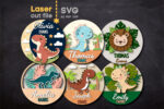 Paquete SVG Dinosaurio para Nombre de Bebé - Archivo Cortado por Láser para Glowforge, Descarga Instantánea