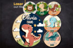 Paquete SVG Dinosaurio para Nombre de Bebé - Archivo Cortado por Láser para Glowforge, Descarga Instantánea - Imagen 2