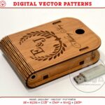 Estuche USB de boda, Archivo vectorial de corte láser SVG, Caja pequeña para memoria flash Glowforge