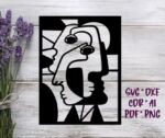 Diseño Vectorial Abstracto para Corte Láser: Panel Picasso 4 en SVG, DXF y AI para Decoración de Paredes