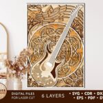 Guitarra Cuadro para CNC: Archivos SVG y DXF en Capas para Corte Láser y Plasma