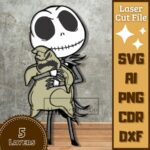 Esqueleto de Halloween en SVG para Corte Láser - Diseño de Capa Creativa y Divertida - Imagen 2