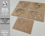 Plantilla de Animales de Granja Montessori - Archivos SVG, DXF, PDF para Corte Láser y Juguetes de Madera - Imagen 3