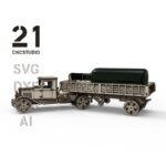 Modelo de camión de vino clásico - Archivo láser DXF, SVG, AI y CDR para rompecabezas 3D en madera - Imagen 4