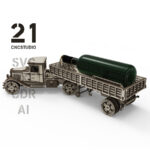 Modelo de camión de vino clásico - Archivo láser DXF, SVG, AI y CDR para rompecabezas 3D en madera - Imagen 2