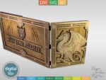 Plantilla de corte láser Dungeon Master con dragón y dados - Archivos DXF, SVG, AI para descarga inmediata - Imagen 2