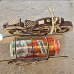 Rompecabezas en 3D de madera: Motocicleta cervercera y soporte para bebidas - Archivos SVG y DXF - Imagen 2