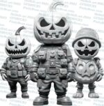 Archivo PNG Digital de Ilusión 3D para Corte Láser | Diseño Listo para Grabado | Halloween Pumpkin Crew - Imagen 2