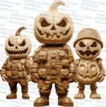 Archivo PNG Digital de Ilusión 3D para Corte Láser | Diseño Listo para Grabado | Halloween Pumpkin Crew